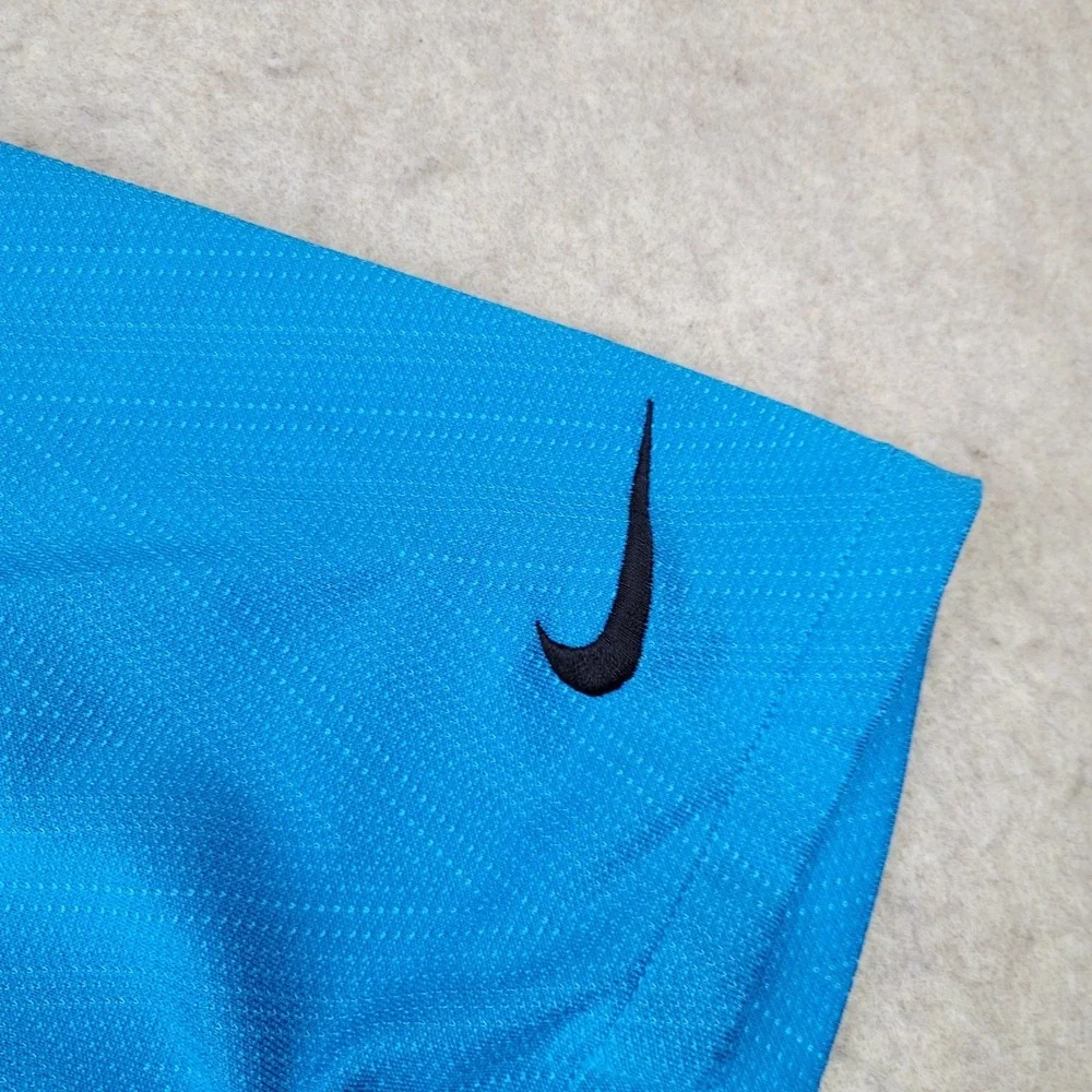 Nike Dri Fit Carolina Panthers Polo Shirt Mens 2XL Blue Short Sleeve Black Trim‎